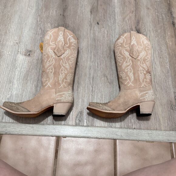 Corral Women Cowboy Leather Boots Sand w/ Embroidery size 6.5. NEW w/ Minor Flaw - Picture 6 of 13
